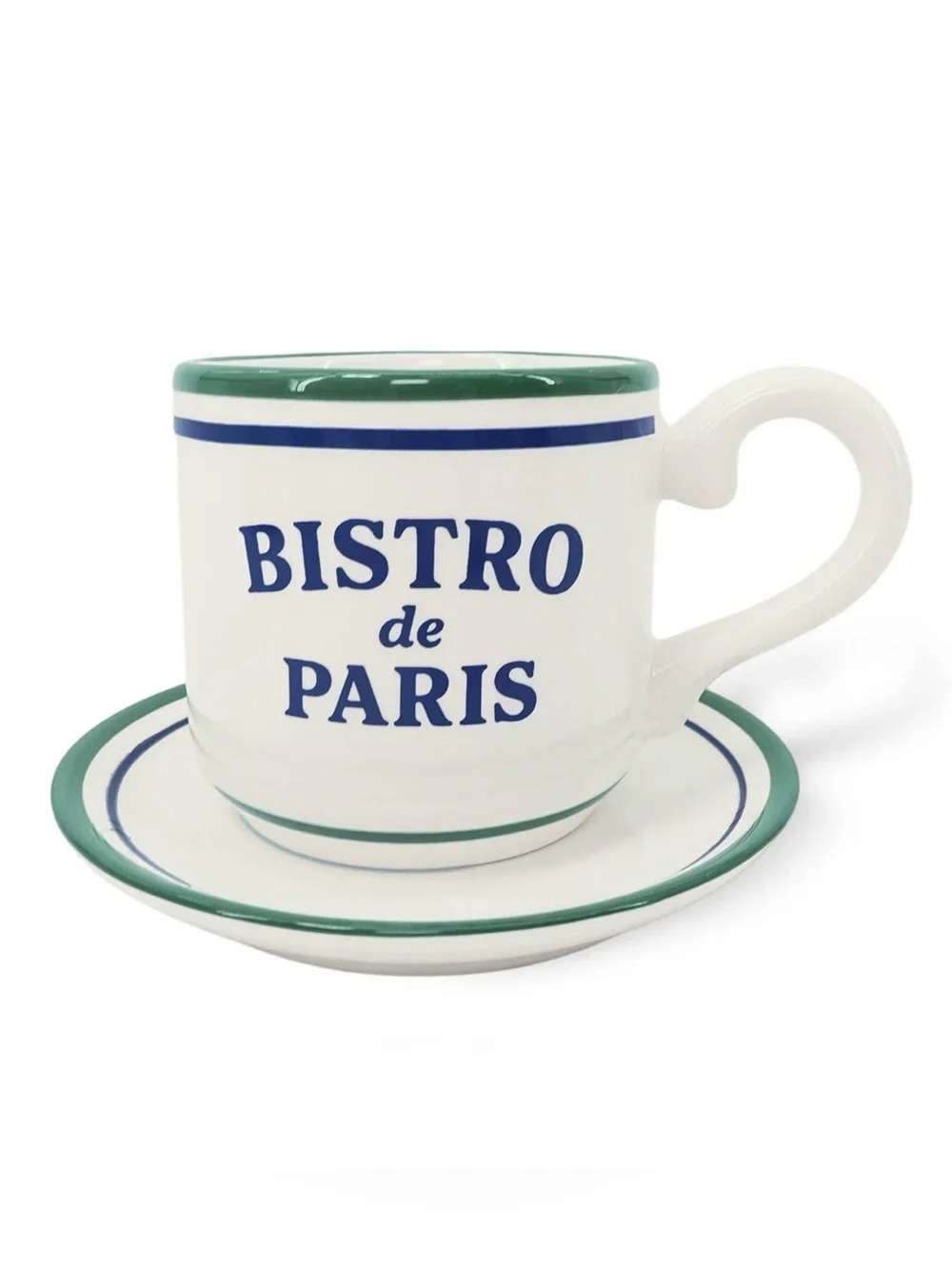 15 fl oz Ceramic Mugs Green Trim Bistro de Paris - Bullseye's Playground